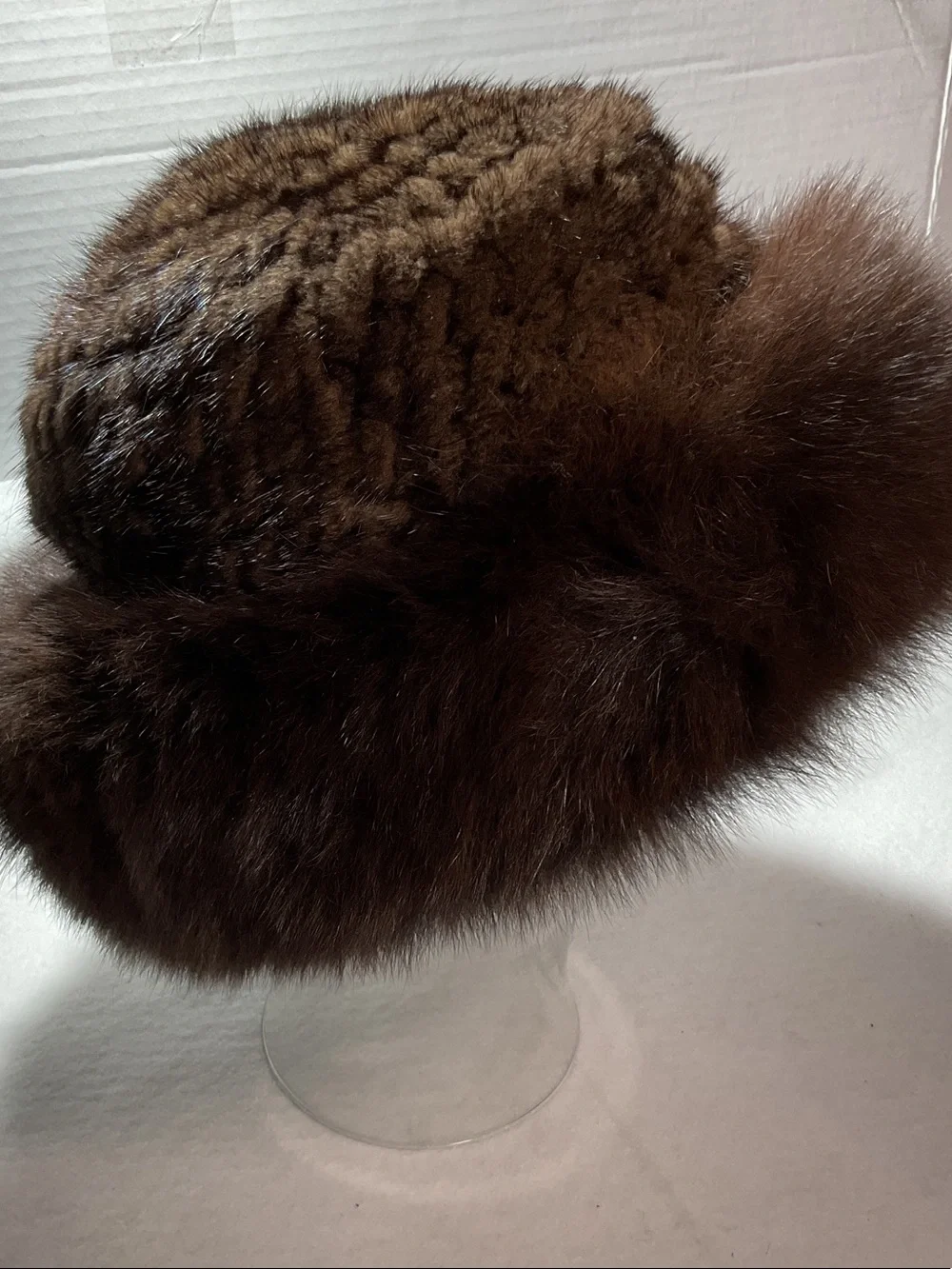 Source Unknown Dark Brown Plush Faux Fur Hat